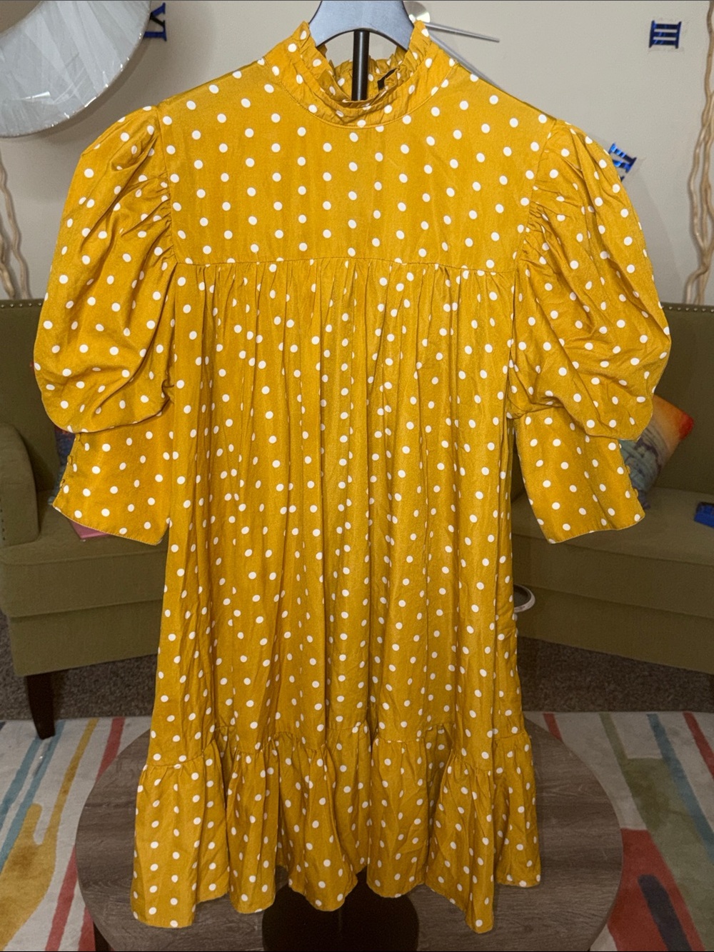 Boohoo Mustard Yellow Polka Dot Midi Dress